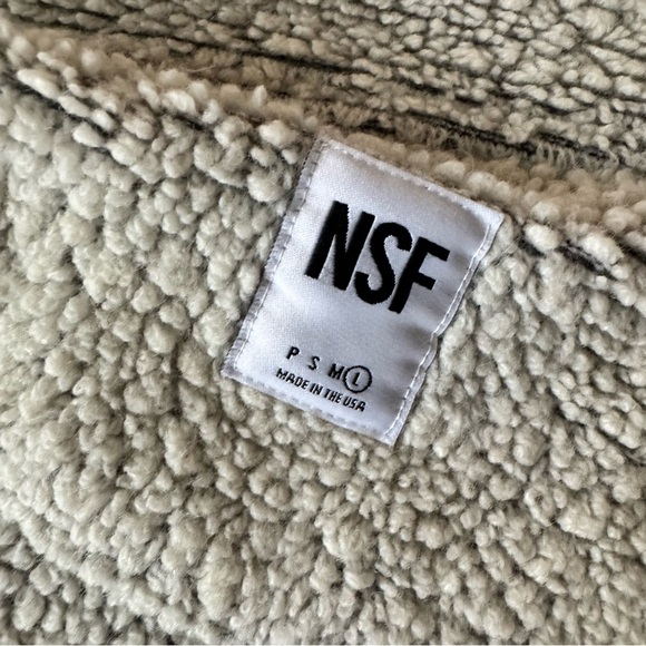 NSF Fleece Cut Off Jacket Gray Large Distressed Raw Edge Zip Closure - Picture 4 of 8